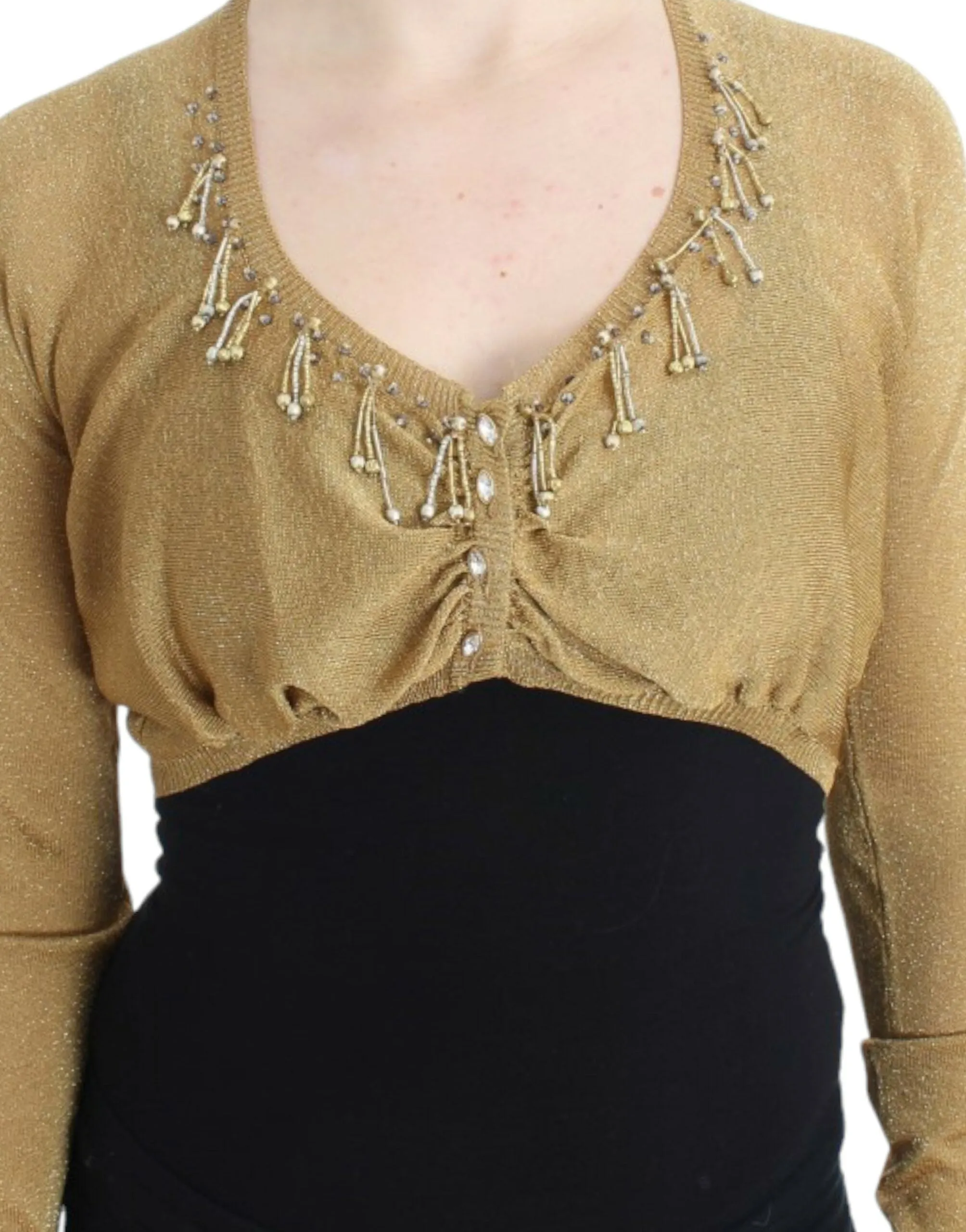 Gold embellished gold shrug sold by Lord & Taylor product image thumbnail 5
