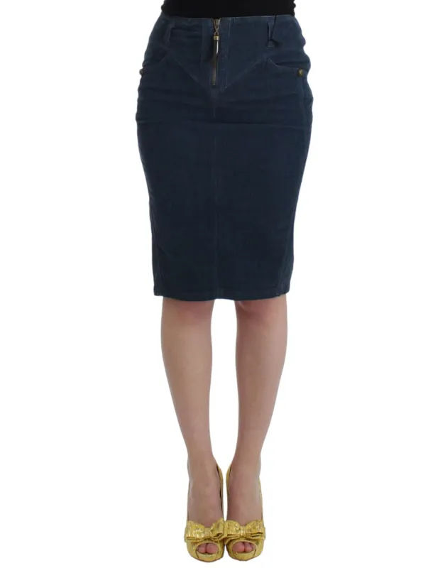 Blue corduroy pencil skirt sold by Lord & Taylor