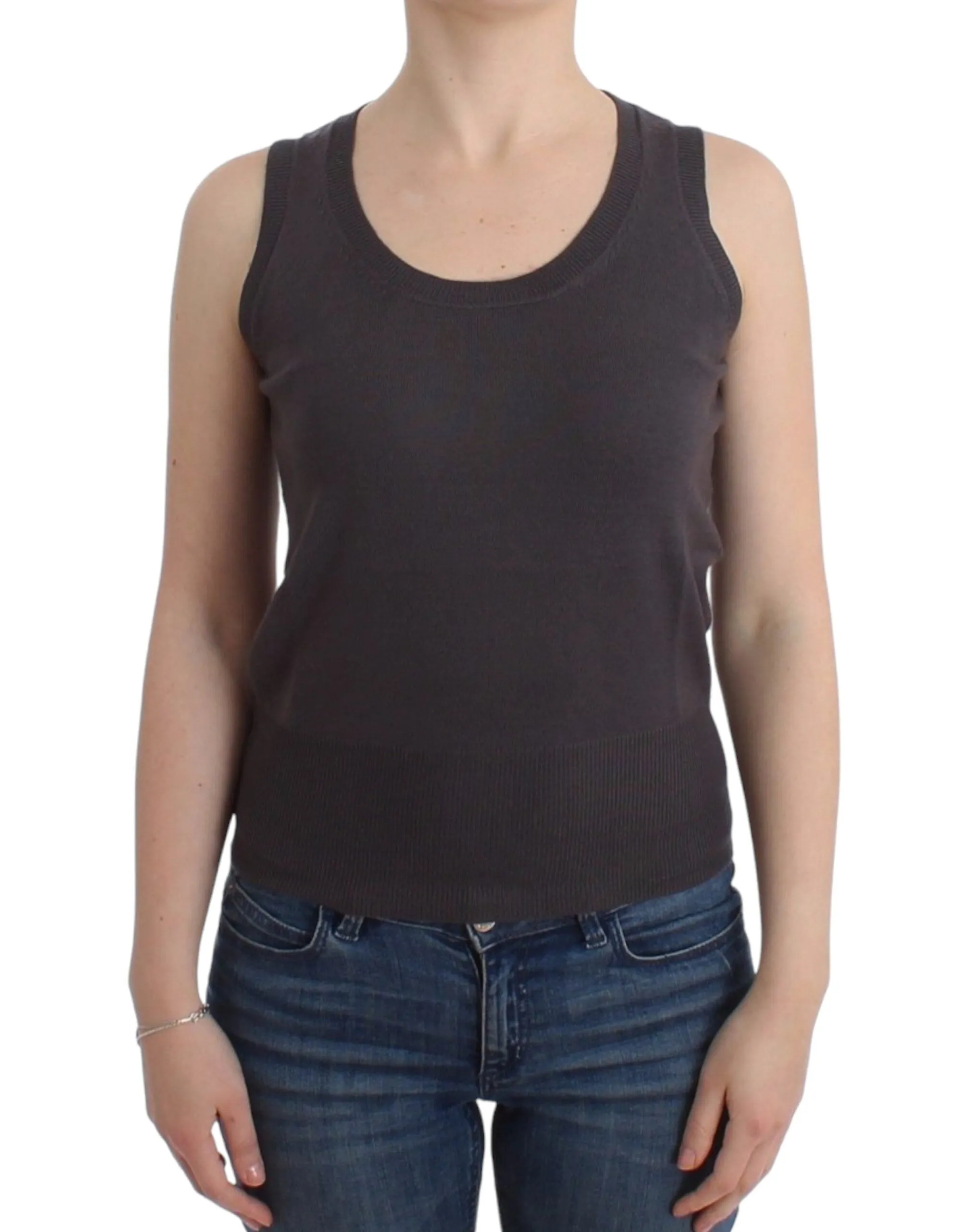 Brown knit tank top sold by Lord & Taylor