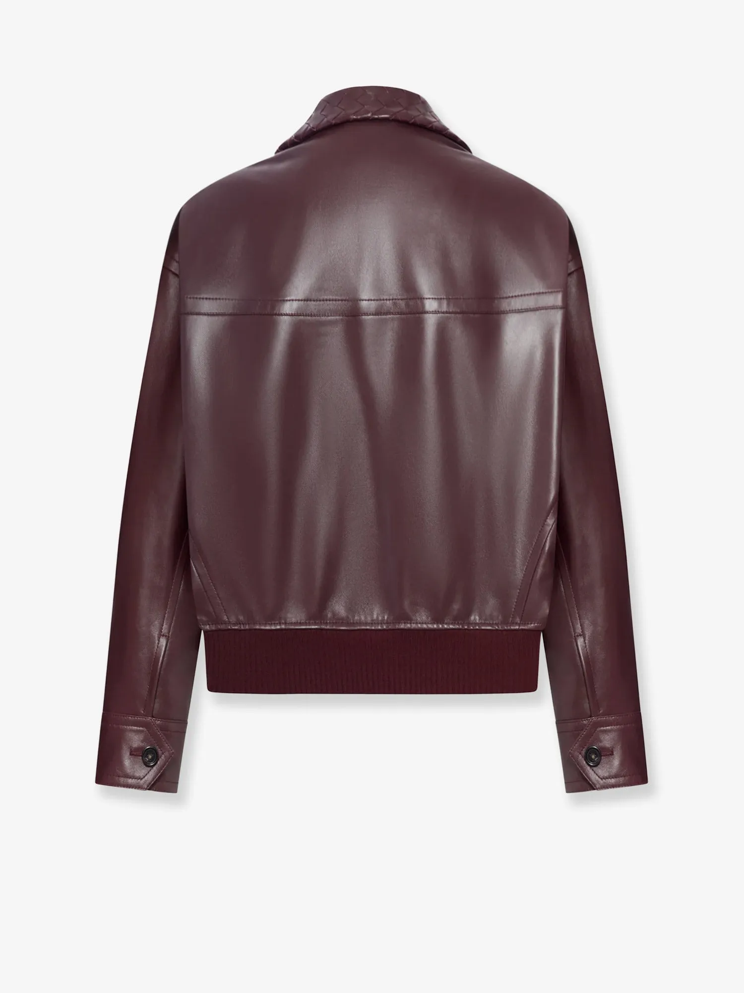 Leather Jacket with Intrecciato Motif Collar sold by Lord & Taylor product image thumbnail 2