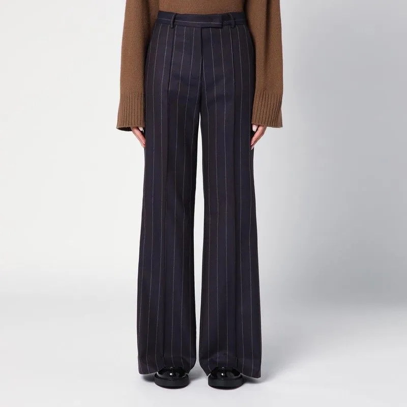 BLUE WOOL-BLEND PINSTRIPE TROUSERS sold by Lord & Taylor