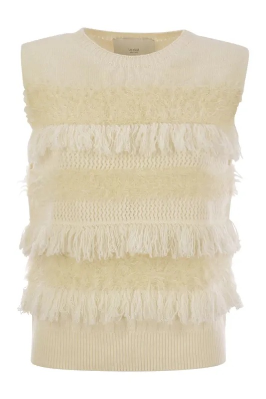 WOOL AND CASHMERE BLEND SLEEVELESS JUMPER sold by Lord & Taylor