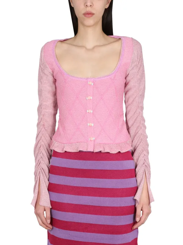 CARDIGAN WITH RUFFLED SLEEVE sold by Lord & Taylor