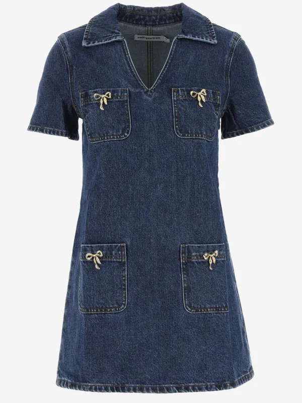 Cotton Denim Mini Dress with Bows sold by Lord & Taylor