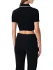 BLACK CROPPED KNIT POLO SHIRT AMIRI sold by Lord & Taylor