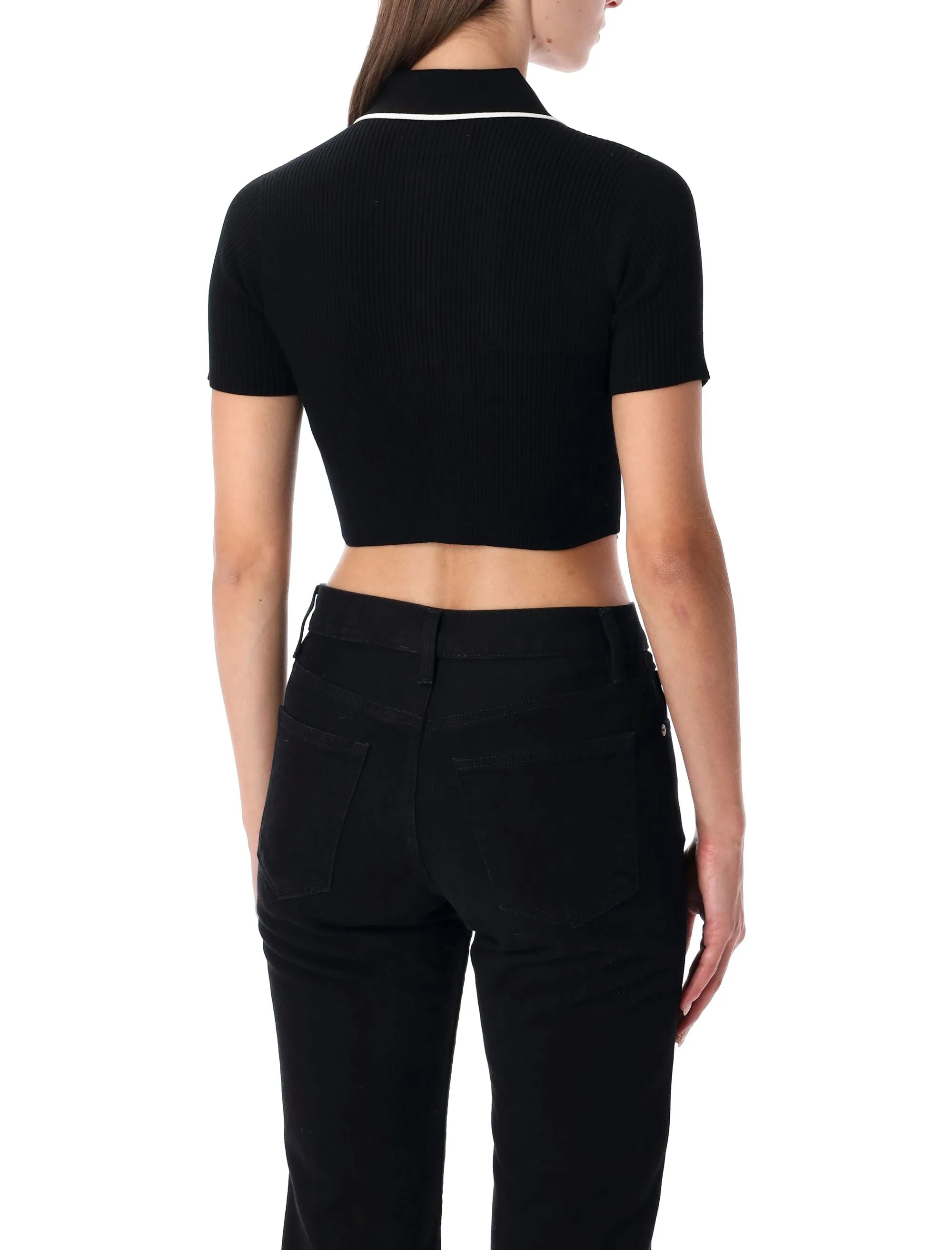 BLACK CROPPED KNIT POLO SHIRT AMIRI sold by Lord & Taylor product image thumbnail 2