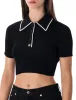 BLACK CROPPED KNIT POLO SHIRT AMIRI sold by Lord & Taylor