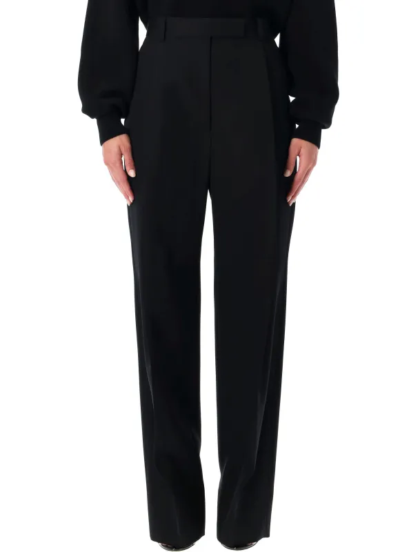 BLACK WOOL TAILORED WIDE-LEG TROUSERS sold by Lord & Taylor