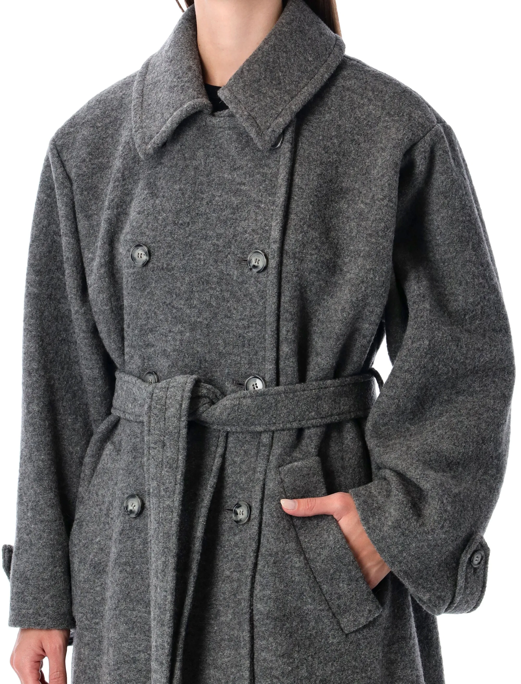 HEATHER GREY OVERSIZED WOOL LEA COAT A.P.C. sold by Lord & Taylor product image thumbnail 3