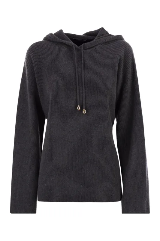 ENGLISH RIBBED HOODED SWEATER made by Fabiana Filippi