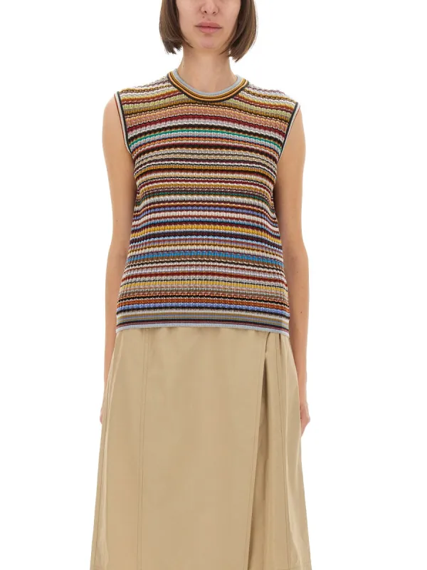 SIGNATURE STRIPE KNIT VEST sold by Lord & Taylor