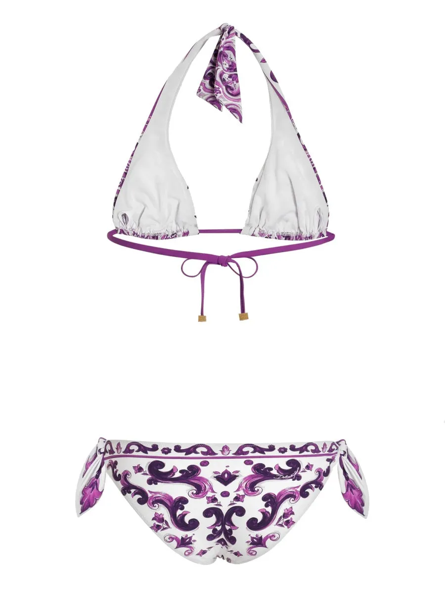 MAJOLICA PRINT PADDED TRIANGLE BIKINI SWIMSUIT sold by Lord & Taylor product image thumbnail 3