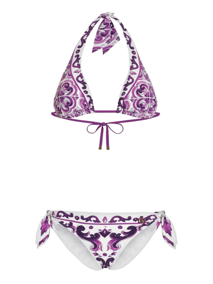 MAJOLICA PRINT PADDED TRIANGLE BIKINI SWIMSUIT sold by Lord & Taylor