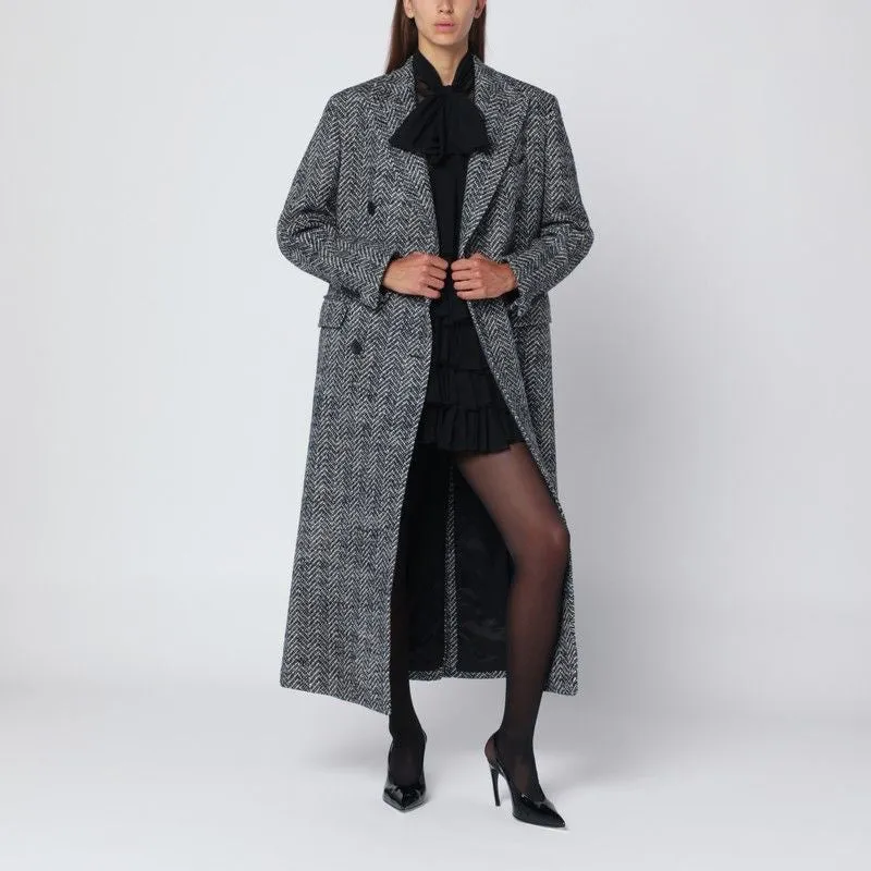BLACK HOUNDSTOOTH DOUBLE-BREASTED COAT sold by Lord & Taylor