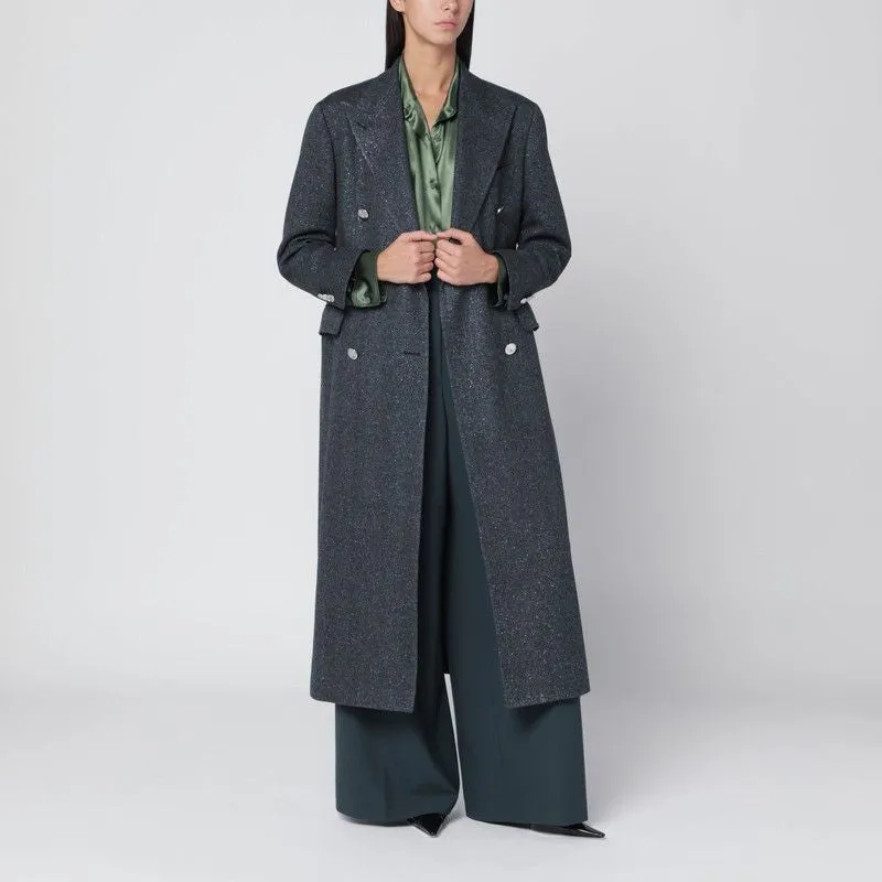 BLACK HOUNDSTOOTH DOUBLE-BREASTED COAT sold by Lord & Taylor