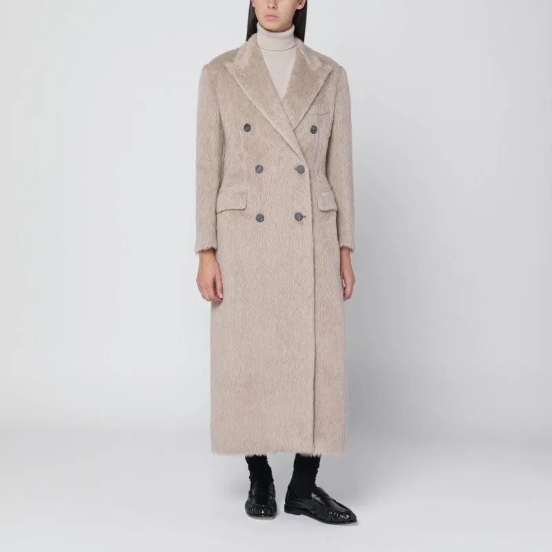 BEIGE DOUBLE-BREASTED COAT IN WOOL BLEND sold by Lord & Taylor