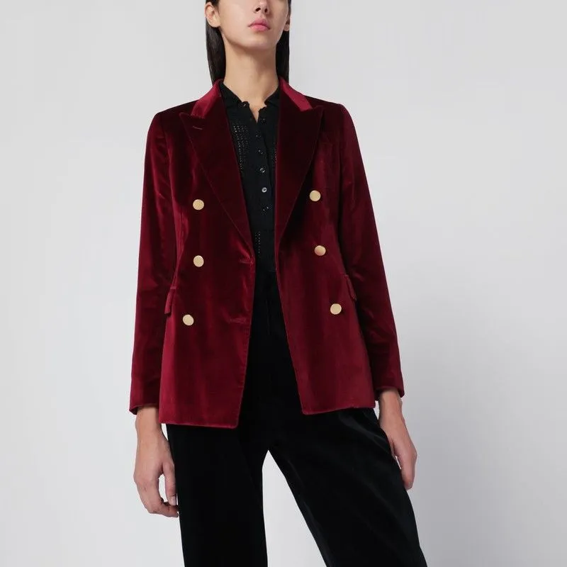 BURGUNDY VELVET DOUBLE-BREASTED JACKET sold by Lord & Taylor