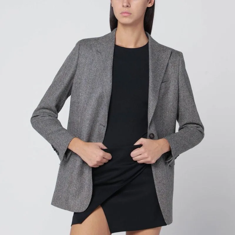 GRAY SINGLE-BREASTED BLAZER IN WOOL sold by Lord & Taylor