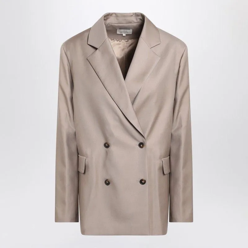 DOUBLE-BREASTED WOOL JACKET IN TAUPE COLOR sold by Lord & Taylor