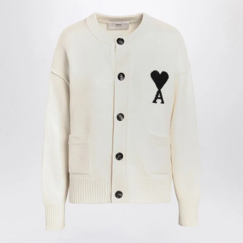 WHITE WOOL CARDIGAN AMI DE COEUR sold by Lord & Taylor