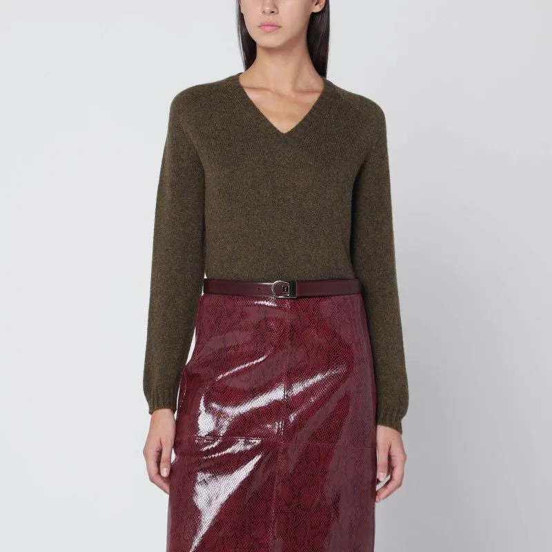 MILITARY GREEN WOOL V-NECK SWEATER sold by Lord & Taylor