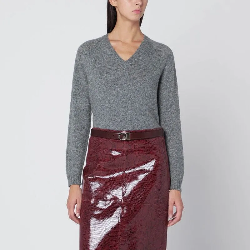 GRAY WOOL V-NECK SWEATER sold by Lord & Taylor