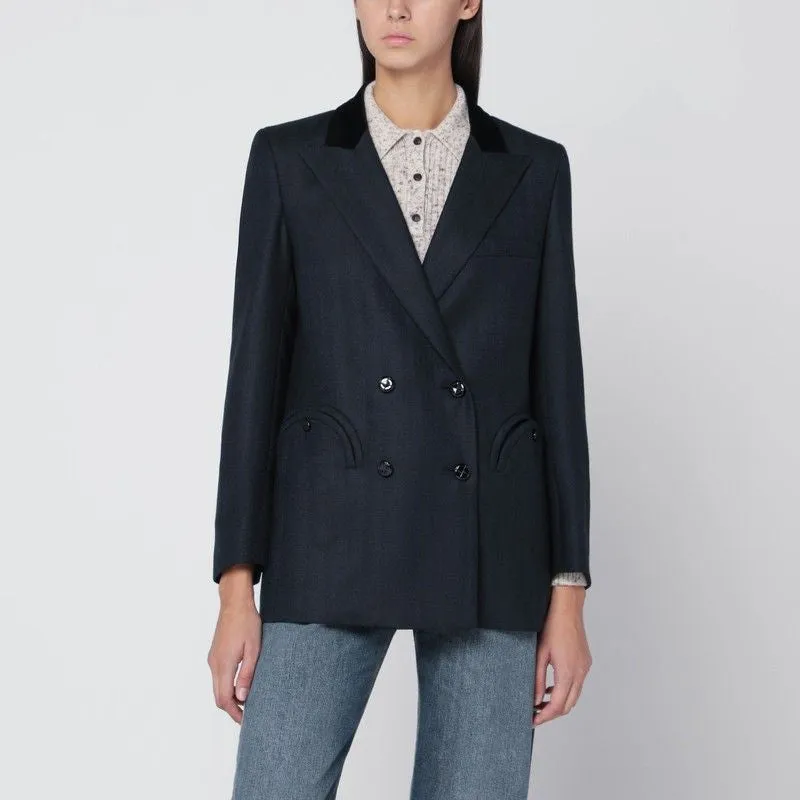 DARK BLUE WOOL AND MOHAIR BLAZER MAINE sold by Lord & Taylor