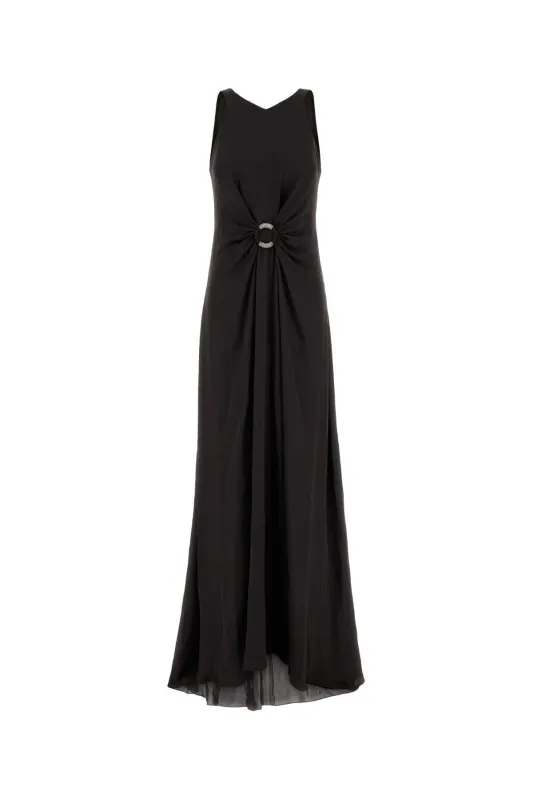 DARK BROWN CREPE LONG DRESS sold by Lord & Taylor