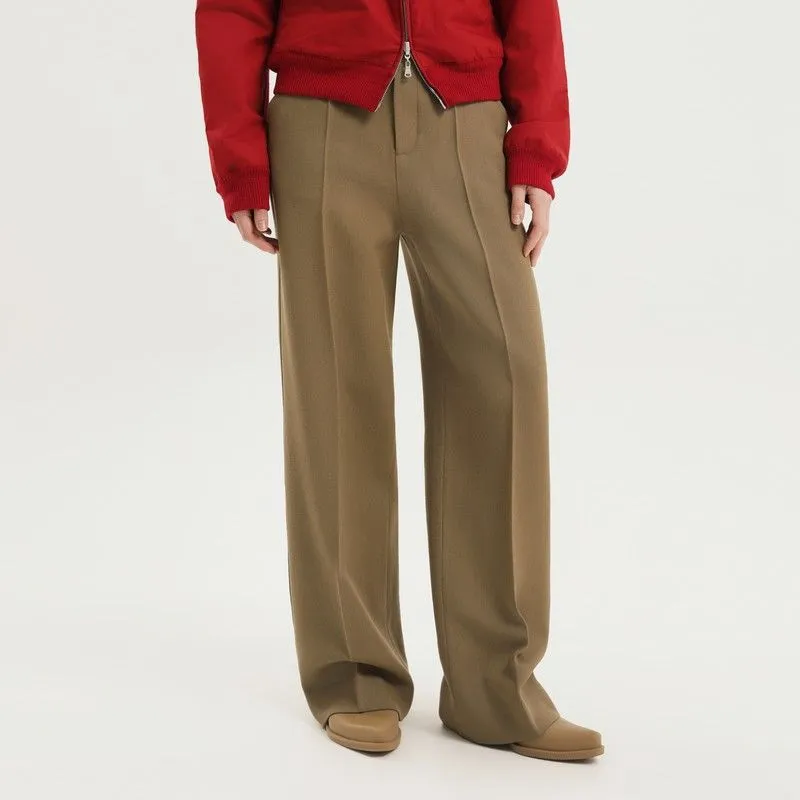 OLIVE GREEN STRAIGHT LEG WOOL PANTS sold by Lord & Taylor