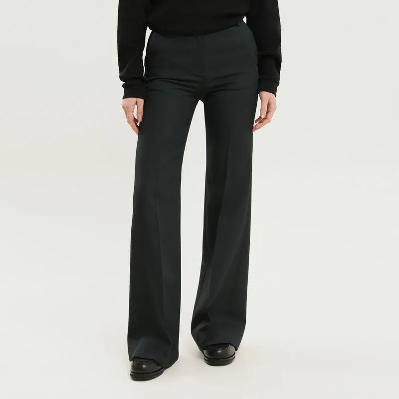 HIGH-WAISTED DARK GREEN BELL-BOTTOM PANTS sold by Lord & Taylor
