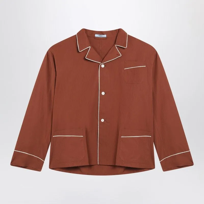 TOBACCO COLORED PAJAMA STYLE SHIRT made by Prada