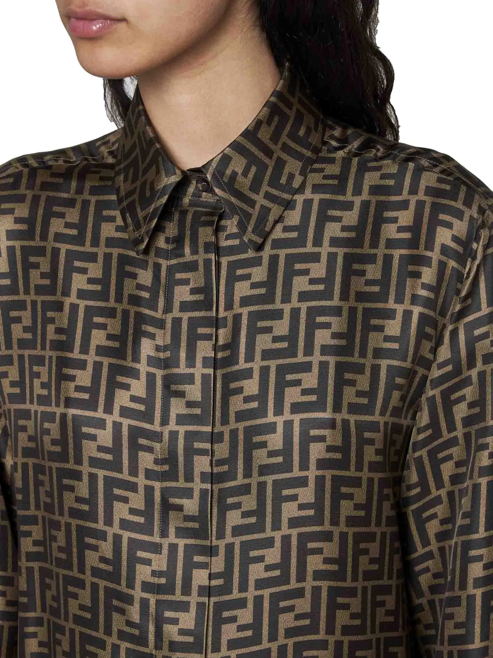 Brown FF Silk Shirt sold by Lord & Taylor product image thumbnail 5