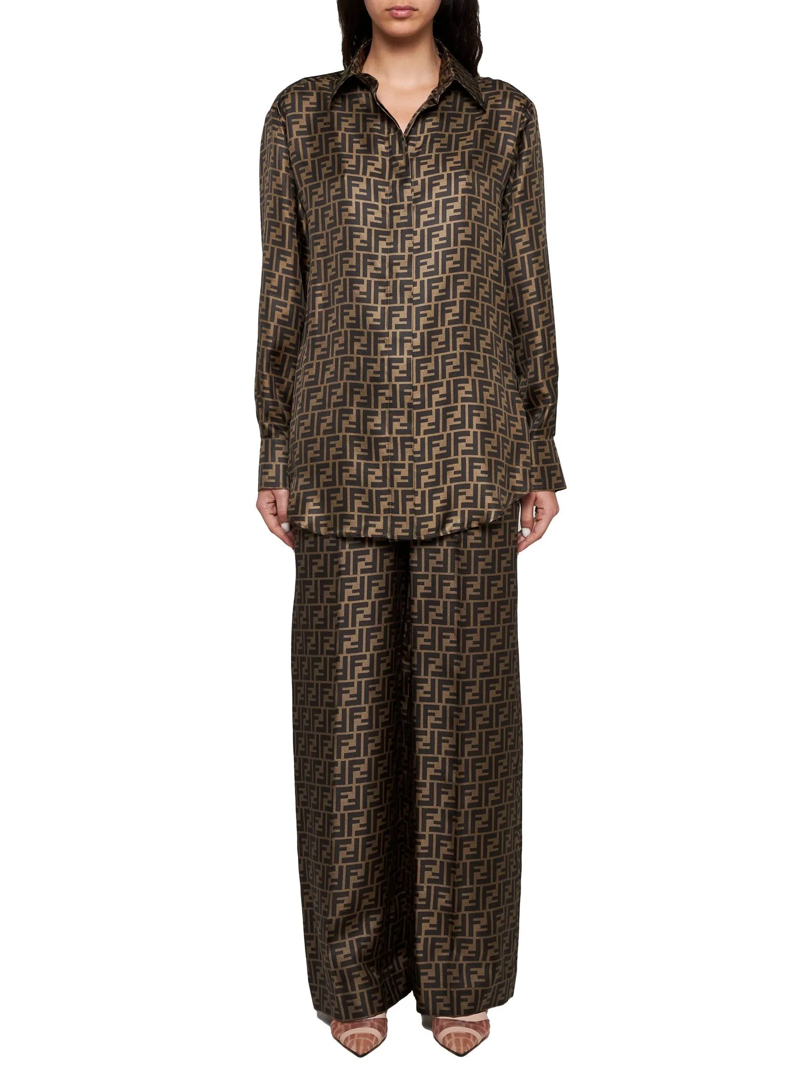 Brown FF Silk Shirt sold by Lord & Taylor product image thumbnail 2
