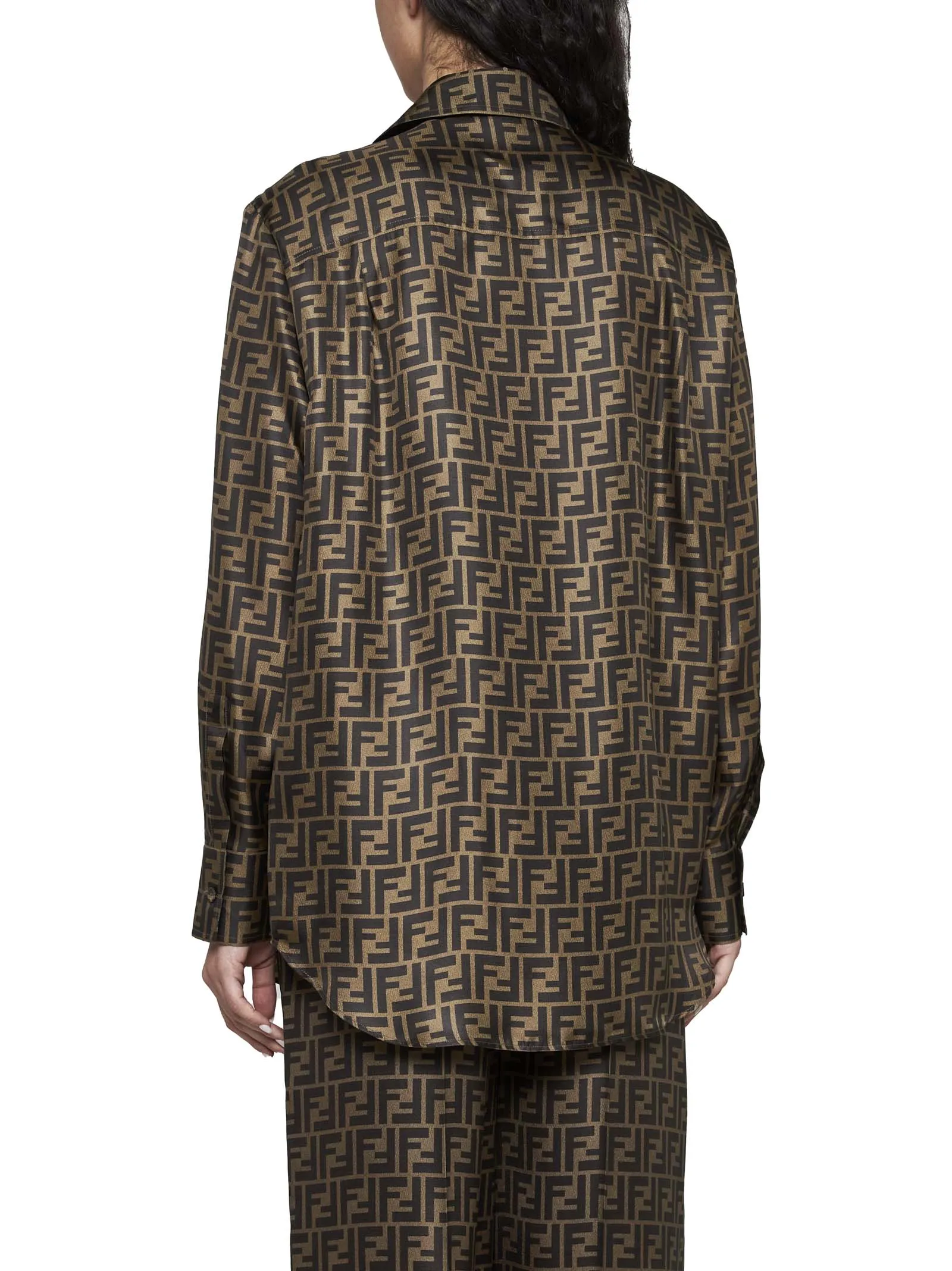 Brown FF Silk Shirt sold by Lord & Taylor product image thumbnail 4