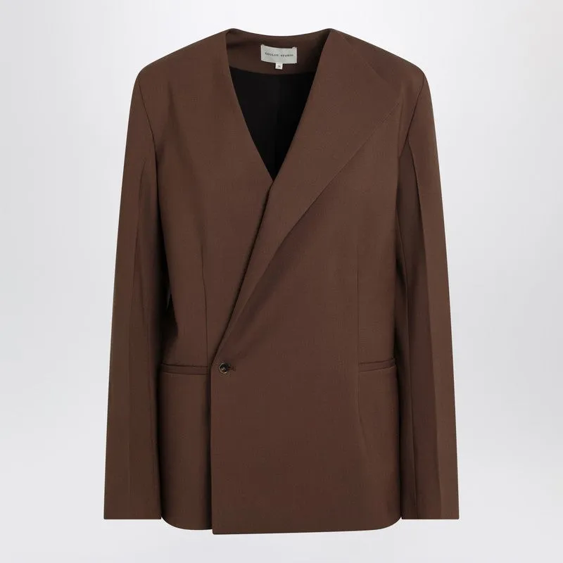 Loulou Studio Brown double-breasted wool jacket sold by Lord & Taylor