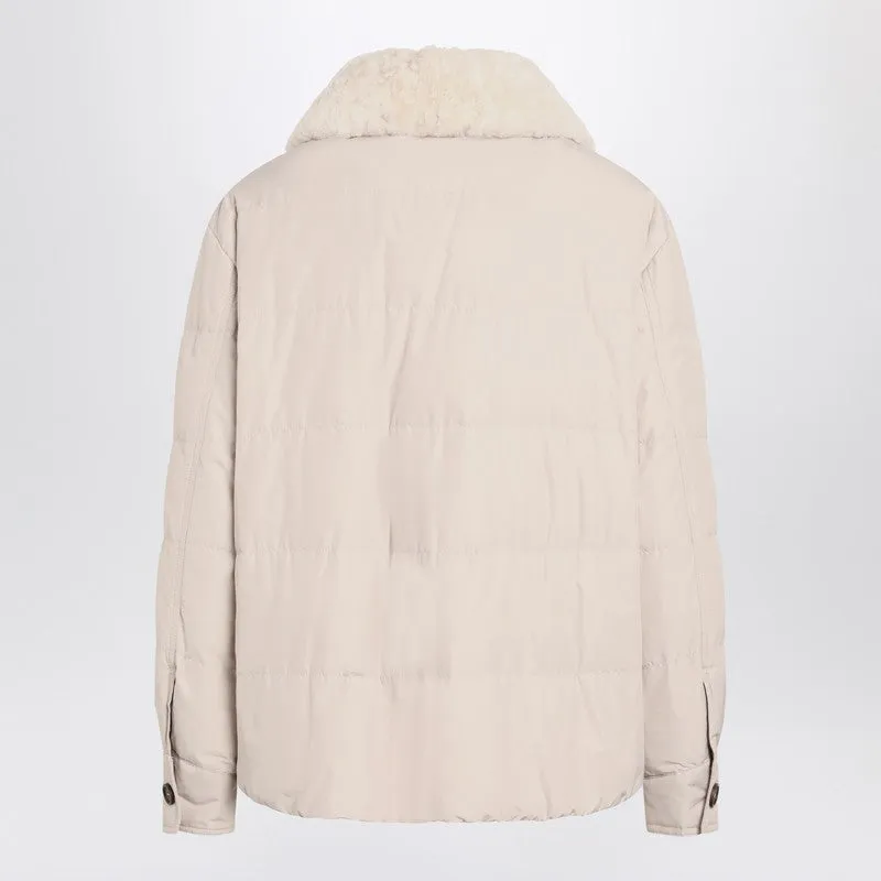 Brunello Cucinelli Light gray jacket with fur collar sold by Lord & Taylor product image thumbnail 2