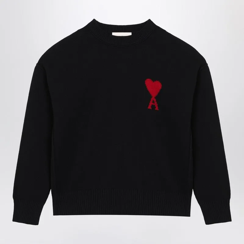 Ami Paris Black wool sweater Ami De Coeur sold by Lord & Taylor