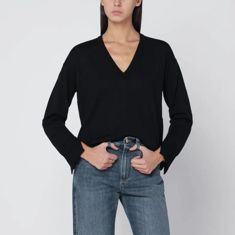 Roberto Collina Black wool V-neck sweater sold by Lord & Taylor