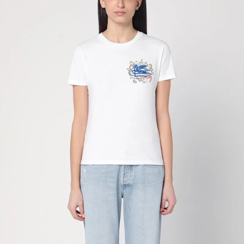 ETRO white T-shirt with logo embroidery sold by Lord & Taylor