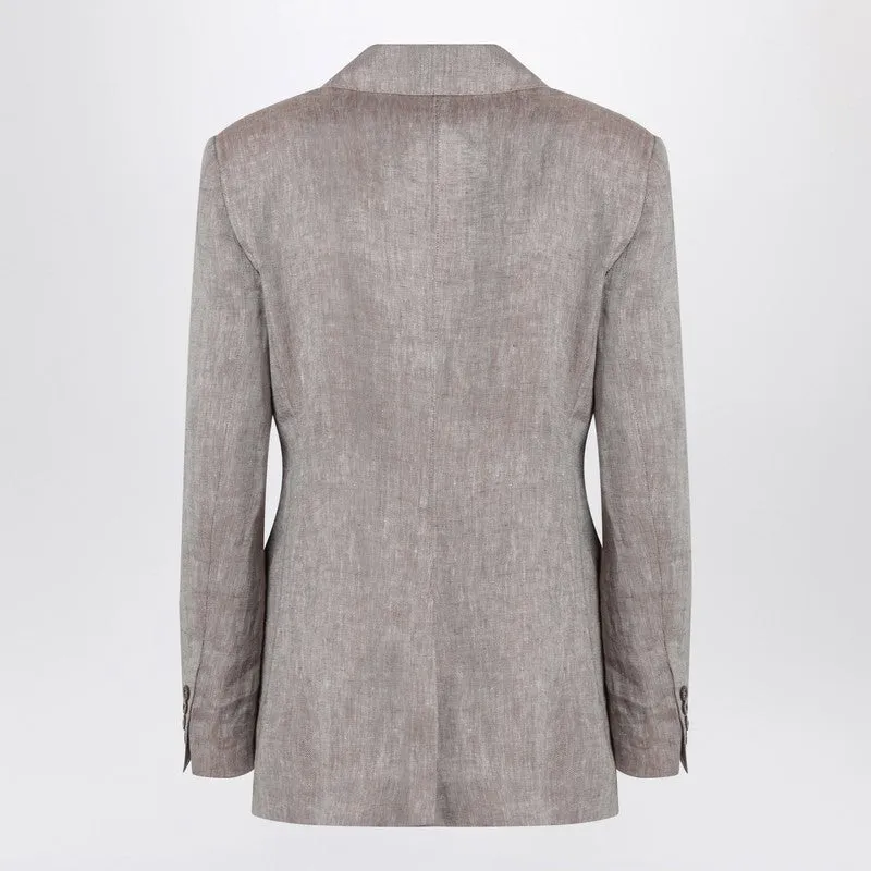 Max Mara Studio Beige single-breasted linen jacket sold by Lord & Taylor product image thumbnail 2