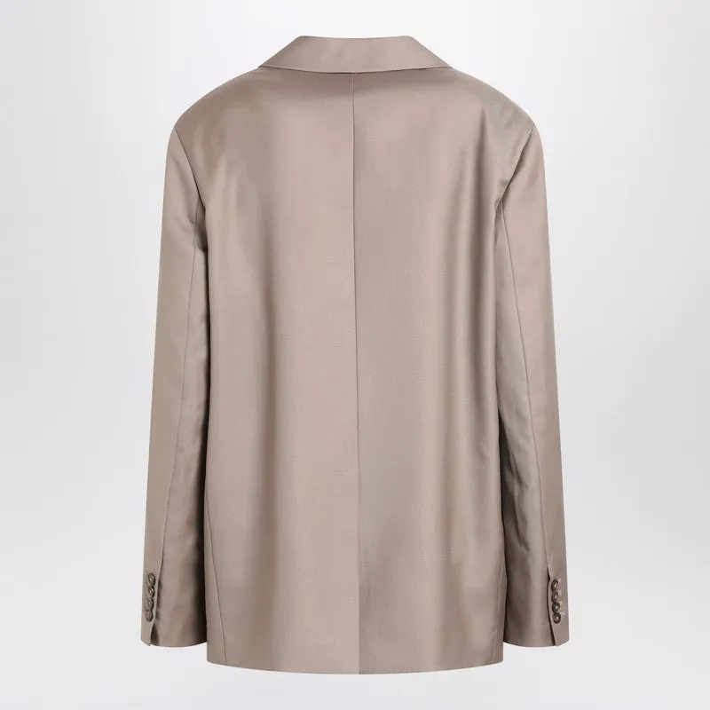 Loulou Studio Double-breasted wool jacket in taupe color sold by Lord & Taylor product image thumbnail 2