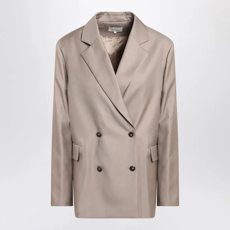 Loulou Studio Double-breasted wool jacket in taupe color sold by Lord & Taylor