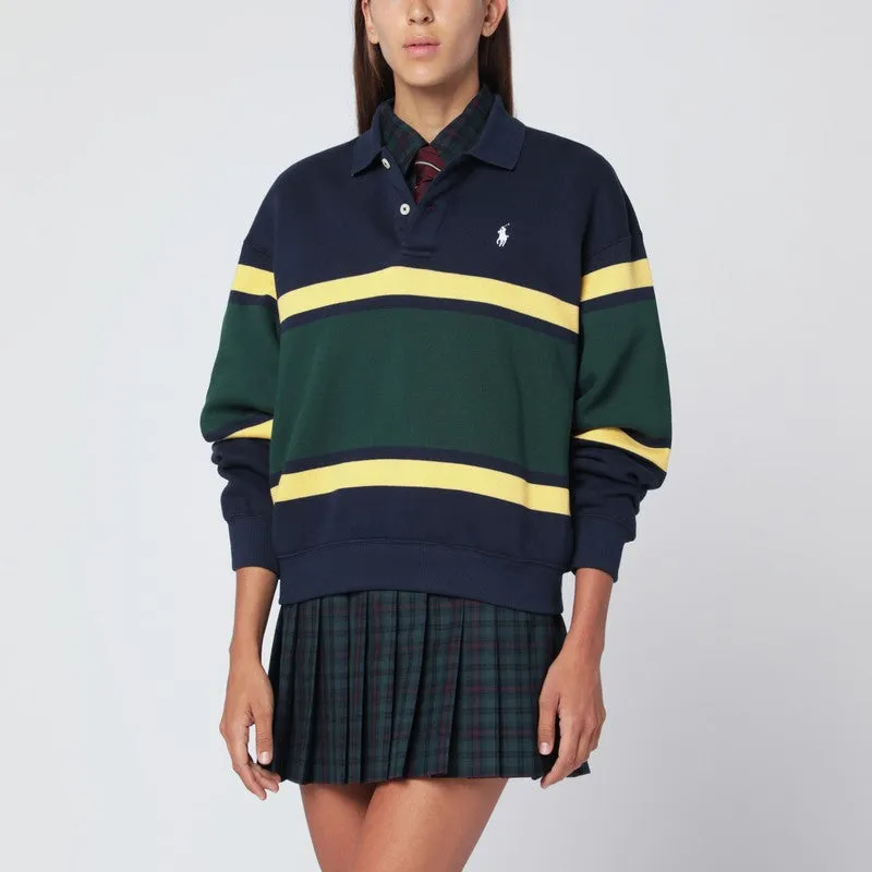 Polo Ralph Lauren Long-sleeved polo in blue/yellow/green stripes sold by Lord & Taylor