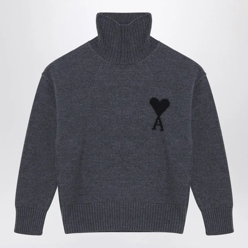 Ami Paris Turtleneck sweater Ami De Coeur grey sold by Lord & Taylor