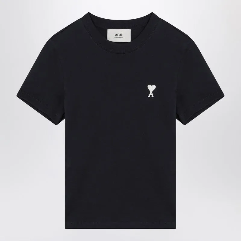 Ami Paris Midnight blue Ami de Coeur cropped T-shirt sold by Lord & Taylor