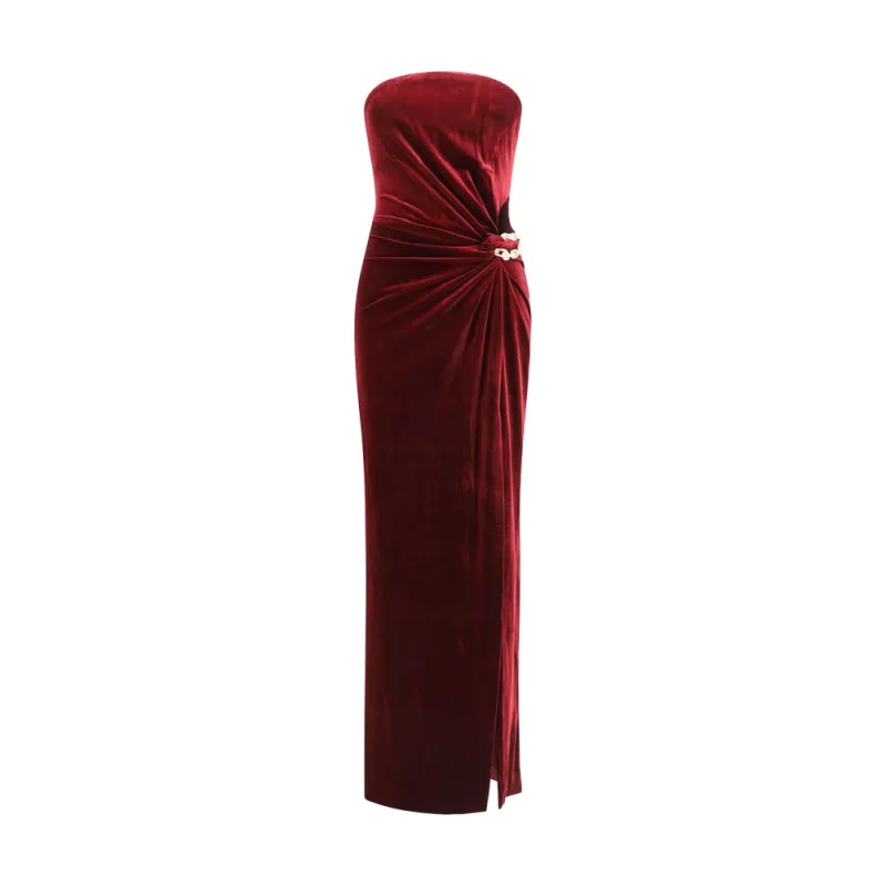 Velvet bandeau long Dress sold by Lord & Taylor