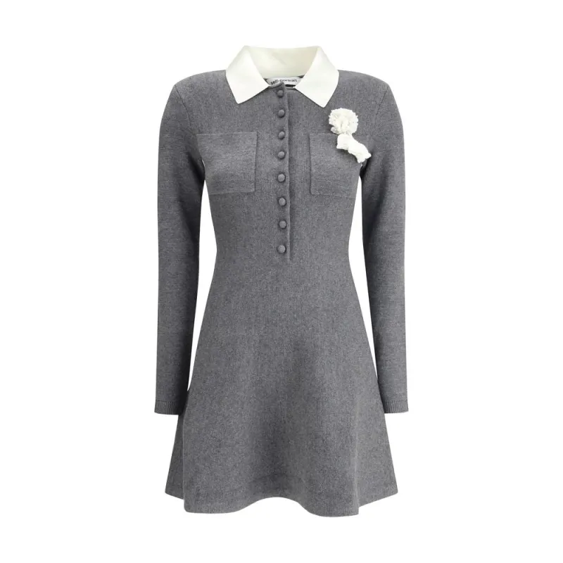 Mini knit Dress with crochet floral collar sold by Lord & Taylor