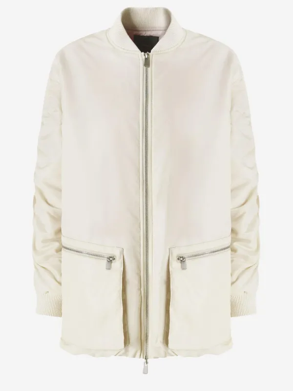 Long Bomber Jacket in Technical Satin made by Pinko
