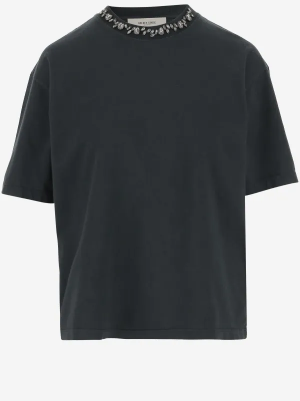 Cotton T-Shirt with Crystals sold by Lord & Taylor