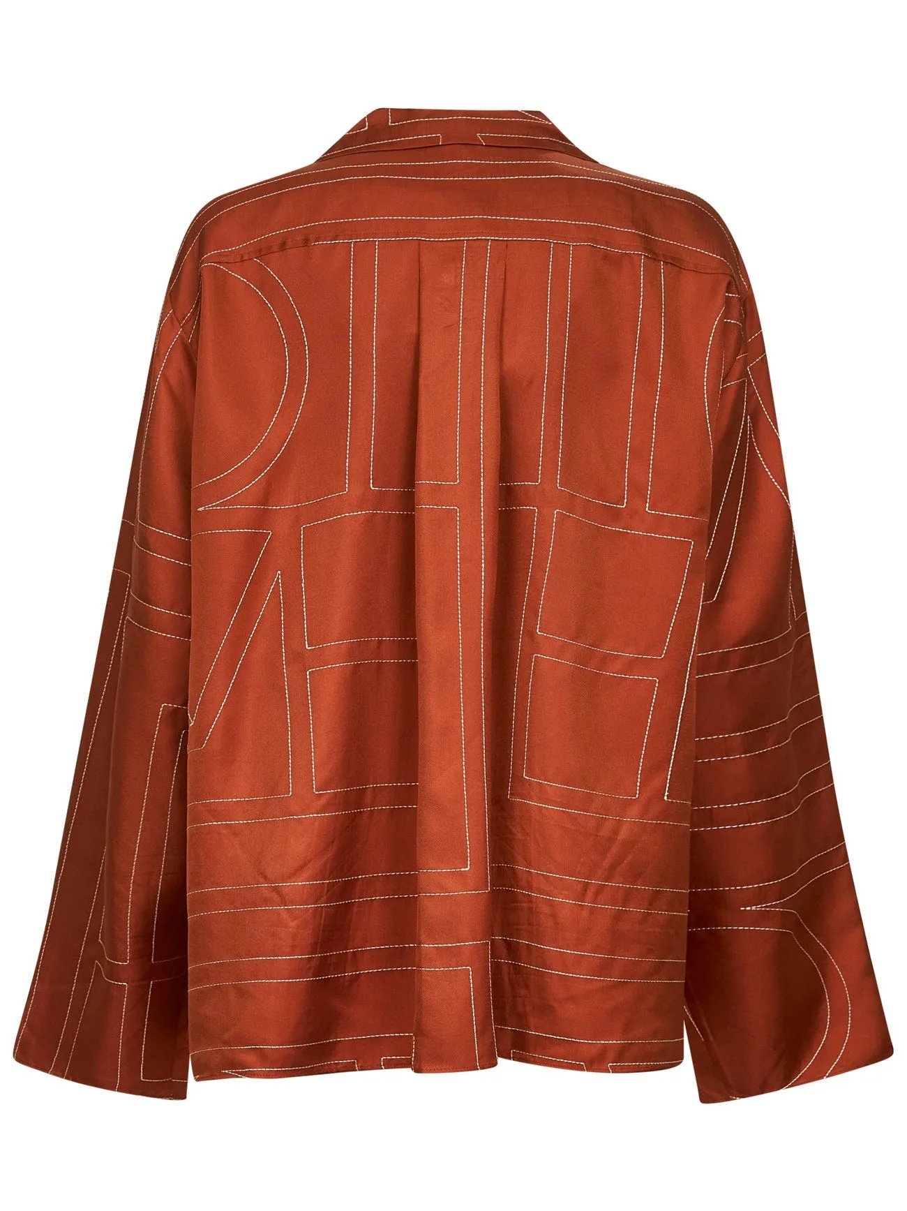 Orange Silk Twill Monogram Pajama Shirt sold by Lord & Taylor product image thumbnail 3